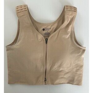 Beige Zip-Front Support Bra